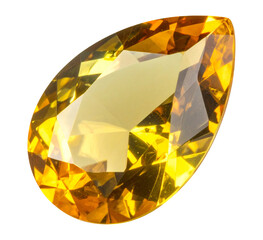 Shiny yellow topaz gemstone isolated