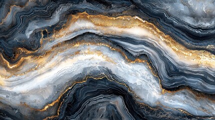 Obraz premium Abstract marble texture with flowing veins of gold, grey, and black