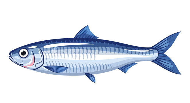 Stylized Aquatic Illustration: A Detailed Depiction of a Silver and Blue Fish Swimming Through Clear Waters
