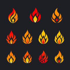 fire flames set