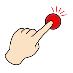 ボタンを押す左手のイラスト素材