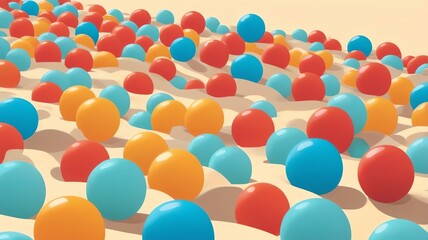 Colorful Spheres Abstract Background Pattern with Sand Texture Style Design