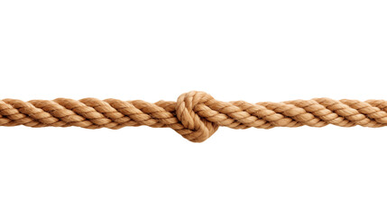 Obraz premium Strong nautical rope tied in a secure knot, a symbol of strength and connection for design projects isolated on white or transparent png.