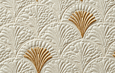 Elegant Cream and Gold Embossed Geometric Pattern Texture
