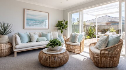Coastal Living Room Design: Tranquil Beach House Interior