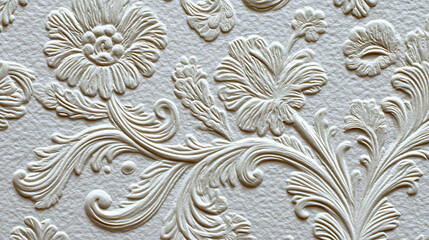 Elegant Embossed Floral Wallpaper Texture in Cream
