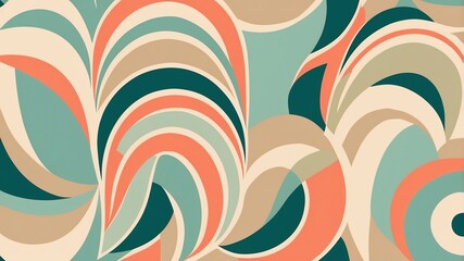 Abstract Pattern with Retro Curves and Warm, Earthy Color Palette