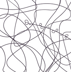 Tangled wire and a plant branch with shoots or buds.