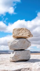 Stacked Rocks Against Blue Sky