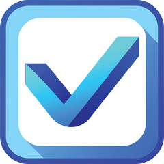 Blue gradient checkmark in rounded square icon