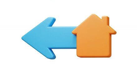 Blue arrow and orange house graphic design
