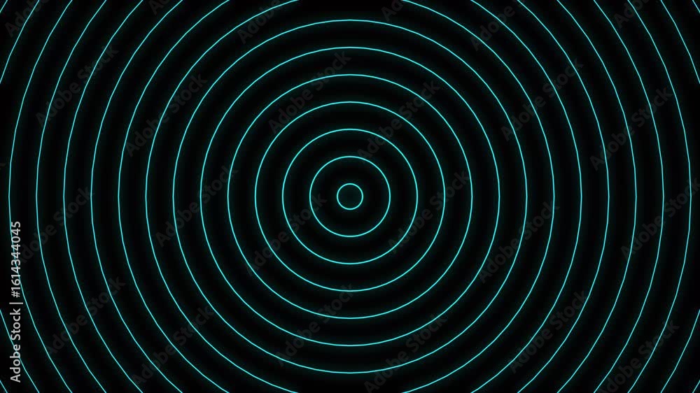 Poster abstract neon circle radio waves looping background. searching process in futuristic interface. rada
