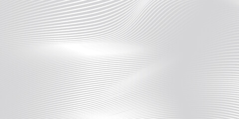 Abstract metallic wavy lines background. Shiny metallic striped surface. Abstract futuristic silver white architectural background. Modern design with wavy pattern.vector eps10