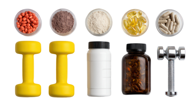  Flat Lay of Meal Prep Containers Filled with Healthy Food on Transparent Background