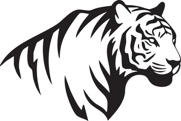 Obraz premium Stylized black and white tiger head profile illustration