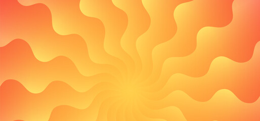 Abstract Summer Sun Background. Vector Wave Sun Rays with Gradient. Yellow Sunburst Summer Pattern.
