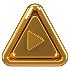 triangle play button with shadow and glow effect PNG