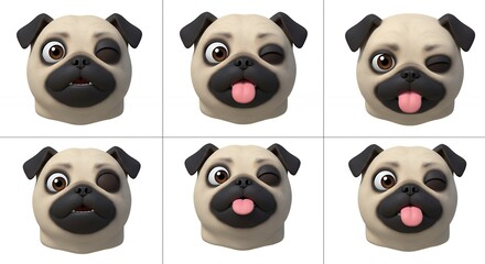 Pug dog faces collection
