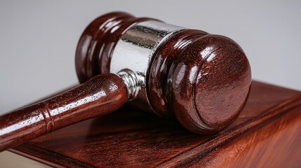Judicial Hammer with Hardwood Gavel for Courtroom Proceedings and Legal Adjudication
