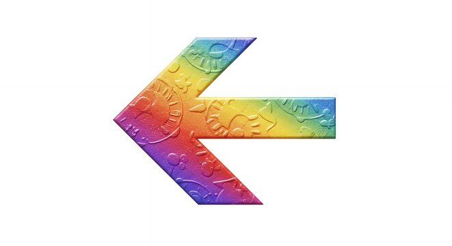 Rainbow textured left arrow graphic design element