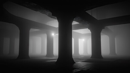 Mysterious subterranean structure in monochrome.