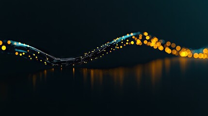 Abstract digital design with flowing lines and luminous points.