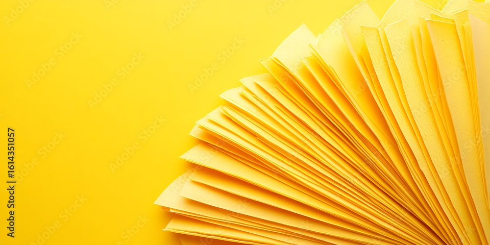 Poster conceptual minimalist yellow background image showcasing layered paper sheets design
