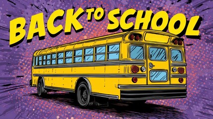 Back to school yellow school bus illustration
