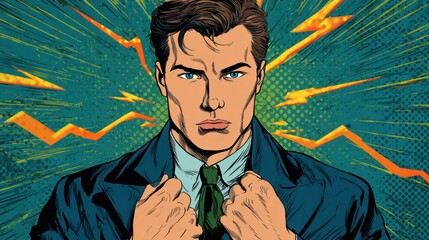 Determined businessman pop art illustration