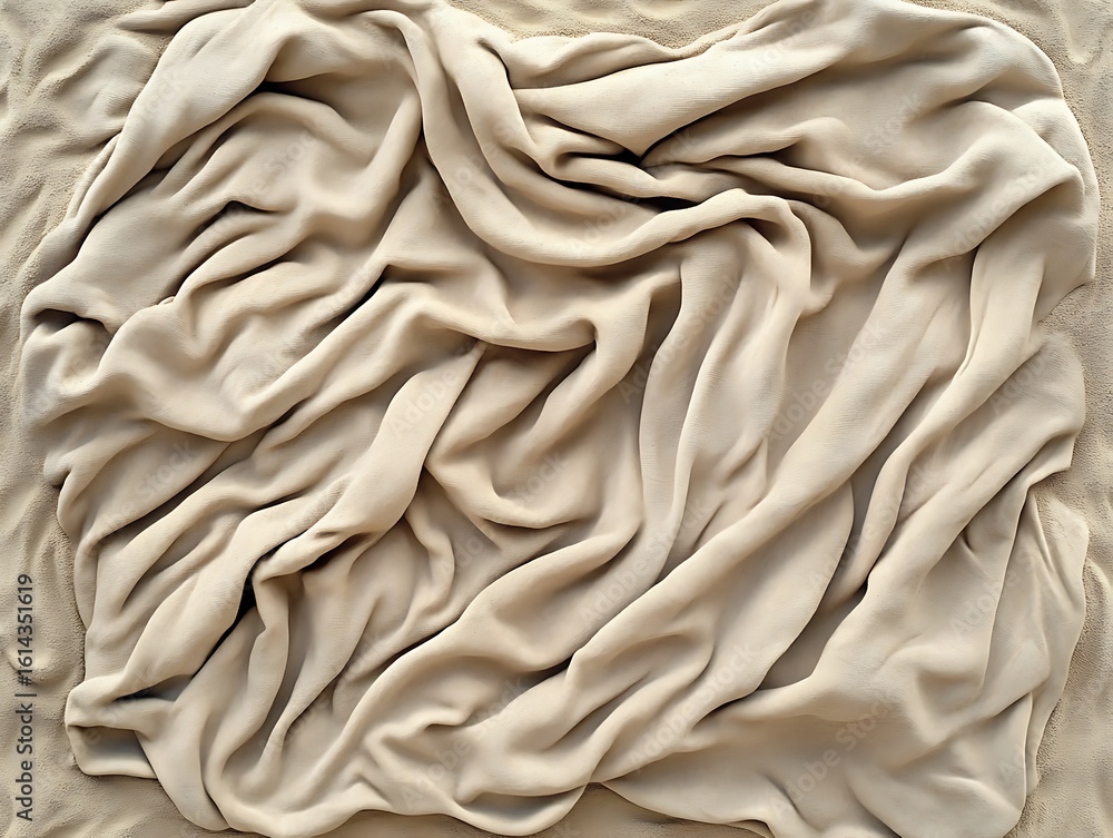 Poster elegant draping fabric in a soft beige hue creating a flowing textile artwork