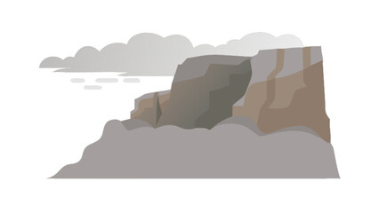 Explore scenic mountain landscape with clouds and rocky cliffs vector illustration