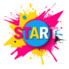 Floating start button with abstract background splash PNG