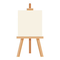 Simple Wooden Artist Easel with Blank White Canvas for Drawing Illustration
