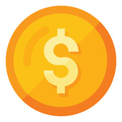 Obraz premium Stylized Gold Dollar Coin Illustration Currency, Investment, Finance, and Economy