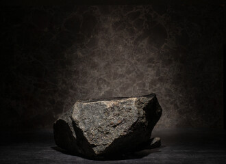 textured stones for podium background stands.real stones on dark background for cosmetic...