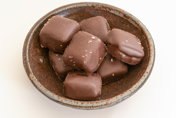 Salted Caramel Chocolates in a Bowl