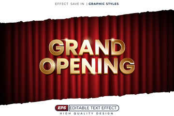 Editable 3d text effect grand opening with gold effect