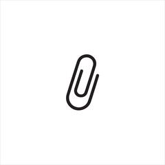 Obraz premium Black outline of a single paperclip on a white background stationery office supply