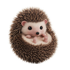 Obraz premium Adorable 3D Rendering of a Cute Hedgehog Curled Up, Showcase of Realistic Fur Texture and Gentle Eyes, Perfect for Animal Lovers and Nature Enthusiasts