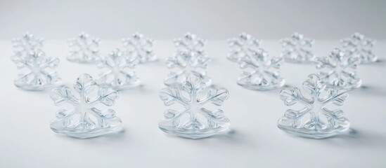 Elegant Crystal Snowflake Decorations on a Clean White Surface
