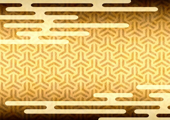 日本の伝統文様　エ霞　組亀甲　金