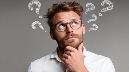 Thoughtful man pondering questions
