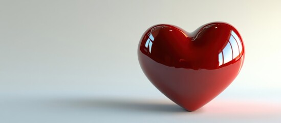 Elegant glossy red heart standing out against a soft light background