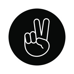 Obraz premium Minimalist Black and White Peace Sign Hand Gesture Icon