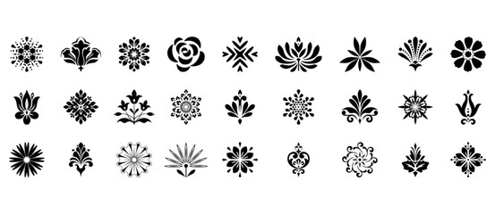 Flower icons set. Isolated elements for design. Vector graphics.