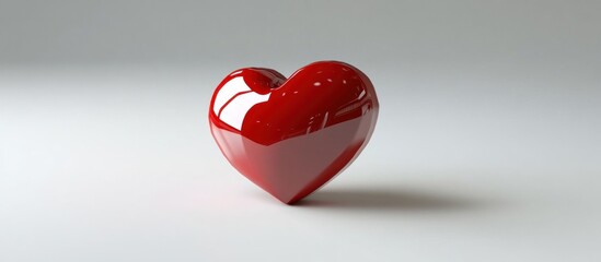 Glossy Red Heart Symbol on White Background Representing Love