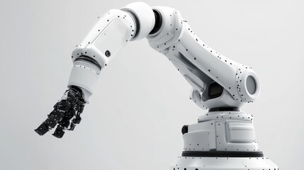 Robotic Arm in a Clean Industrial Setting Embodying Technological Advancement
