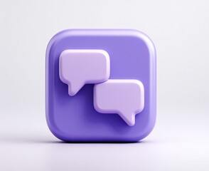 Glossy purple icon with two lilac speech bubbles