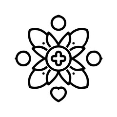 A harmonious and unified symbol representing healthcare, the environment, or community support is artfully depicted in clean lines.