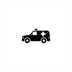Fototapeta premium Black silhouette of an ambulance with a red cross symbol medical emergency